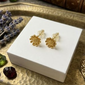 純金小花針式耳環